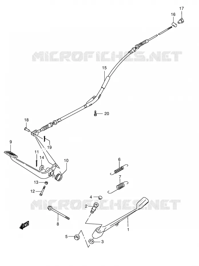 BEQUILLE - PEDALE DE FREIN ARRIERE Suzuki MOTO 650 BOULEVARD 2007  LS650K7(E3/E28)