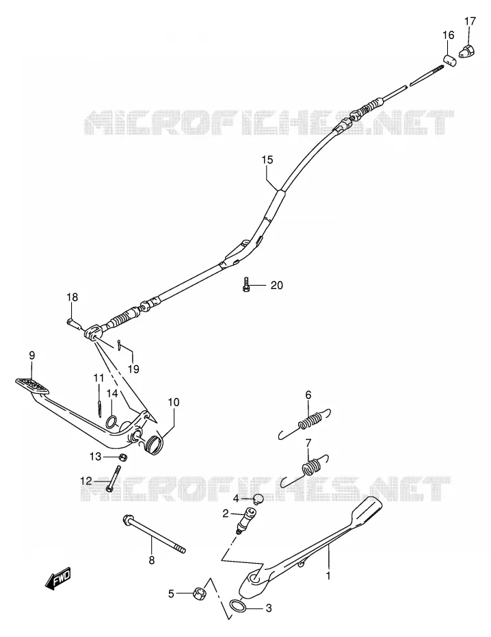 BEQUILLE - PEDALE DE FREIN ARRIERE Suzuki MOTO 650 SAVAGE 2000  LS650PY(E2)