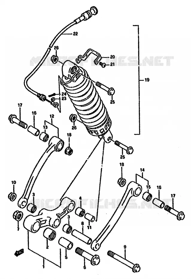 BIELLETTE DE SUSPENSION ARRIERE (VOIR NOTE) Suzuki MOTO 750 GSX-F 1992  GSX750FN(K-T)
