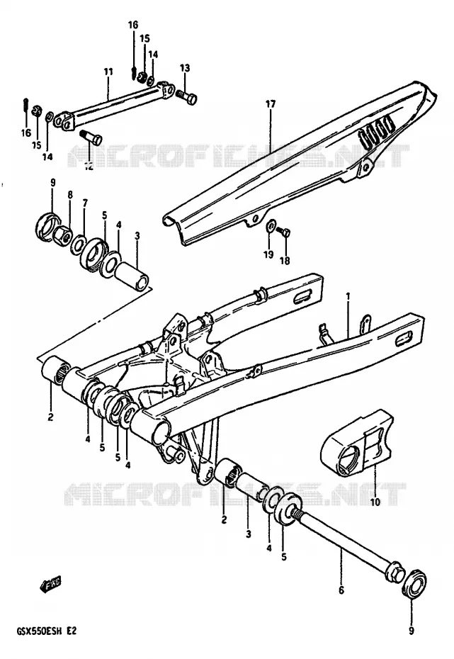 BRAS OSCILLANT ARRIERE Suzuki MOTO 550 GSX-E 1987  GSX550EFH(F/G/H)