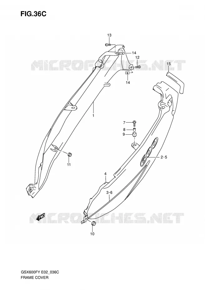 CARENAGES ARRIERE  (MODELE K1) Suzuki MOTO 600 GSX-F 1998  GSX600FW(E2)