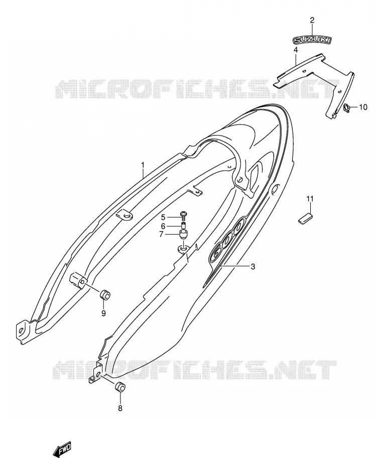 CARENAGES ARRIERE  (MODELE K3) Suzuki MOTO 600 GSX-F 1998  GSX600FW(E2)