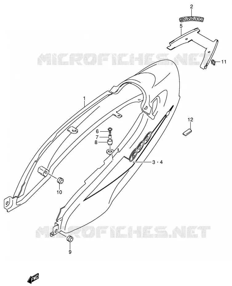 CARENAGES ARRIERE  (MODELE K5) Suzuki MOTO 600 GSX-F 2005  GSX600FK5(E2)