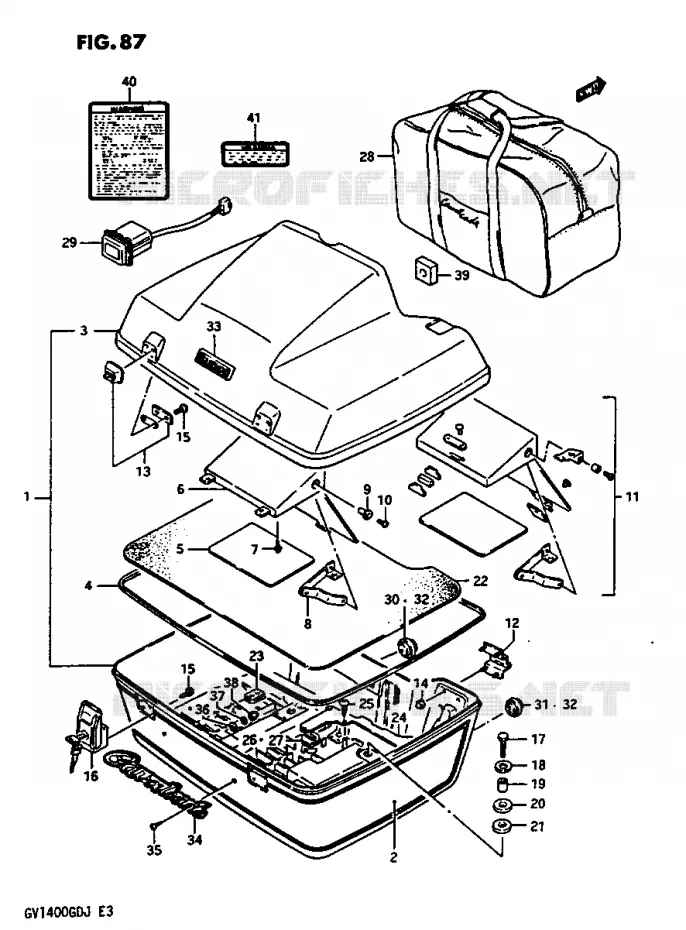 COFFRE GV1400GDG/GTG Suzuki MOTO 1400 CAVALCADE 1987  GV1400GTH(G/H/J)