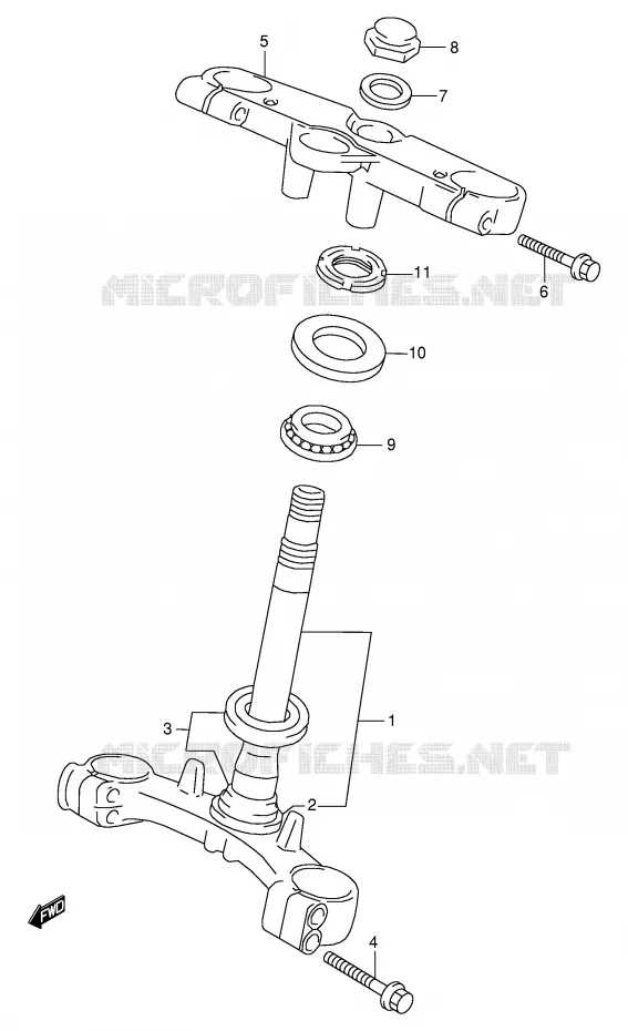 COLONNE DE DIRECTION (MODELE W/X/Y/K1/K2) Suzuki MOTO 600 GSX-F 1999  GSX600FX(E2)