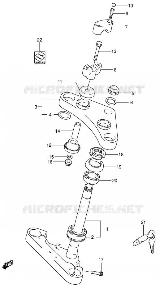 COLONNE DE DIRECTION Suzuki MOTO 650 BOULEVARD 1998  LS650PW(E3/E28)