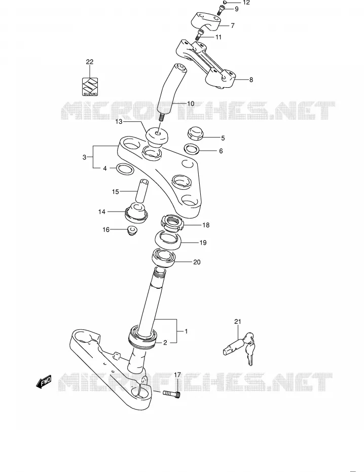 COLONNE DE DIRECTION Suzuki MOTO 650 BOULEVARD 2006  LS650K6(E3/E28)
