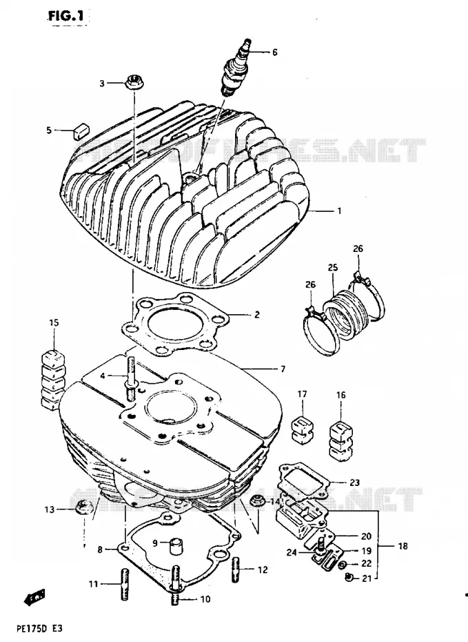 CYLINDRE Suzuki MOTO 175 PE 1982  PE175Z(Z/D)