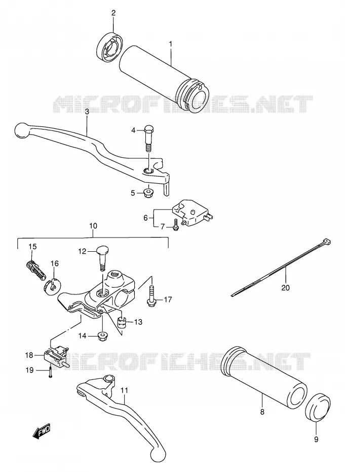 ENSEMBLE LEVIERS - POIGNEES Suzuki MOTO 650 SAVAGE 2000  LS650PY(E2)