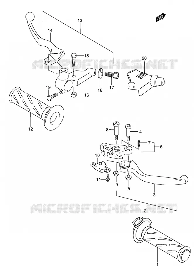 ENSEMBLE LEVIERS - POIGNEES Suzuki MOTO 750 GSX 1999  GSX750X(E4)
