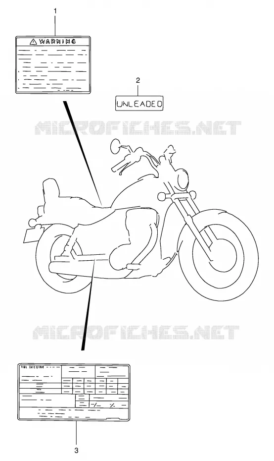 ETIQUETTE (MODELE T/V/W/X/Y) Suzuki MOTO 650 SAVAGE 2000  LS650PY(E2)