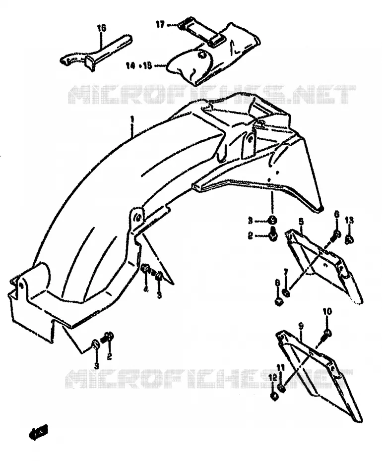 GARDE BOUE ARRIERE (MODELE K/L/M/N/P/R) Suzuki MOTO 750 GSX-F 1994  GSX750FR(K-T)