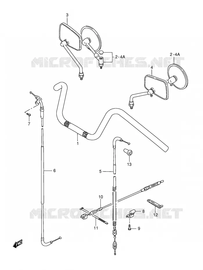 GUIDON - CABLES Suzuki MOTO 650 SAVAGE 1996  LS650PT(E2)