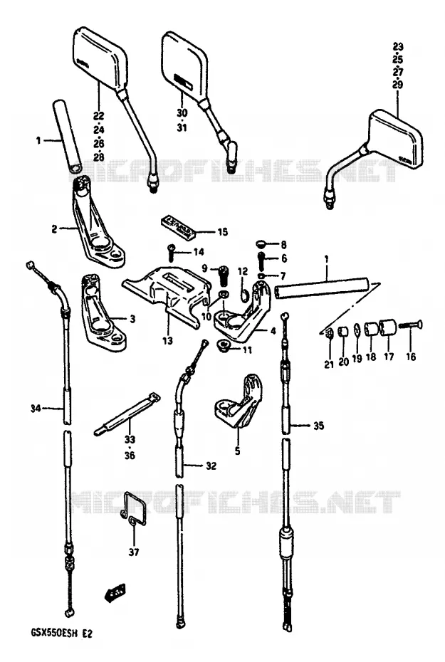 GUIDON (GSX550EF/EUF/EG/EUG/EUH) Suzuki MOTO 550 GSX-E 1985  GSX550EF(F/G/H)