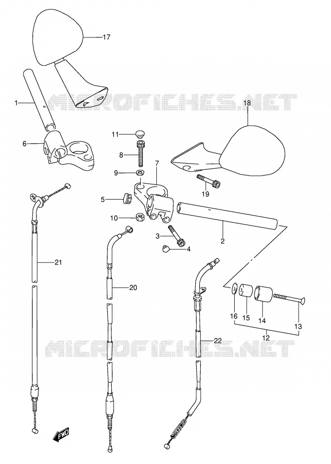 GUIDON (MODELE J/K/L/M/N/P/R) Suzuki MOTO 600 GSX-F 1996  GSX600FT(E2)