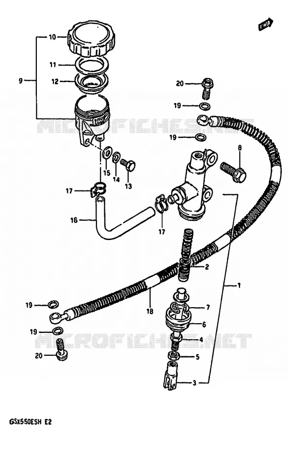MAITRE CYLINDRE ARRIERE Suzuki MOTO 550 GSX-E 1985  GSX550EF(F/G/H)