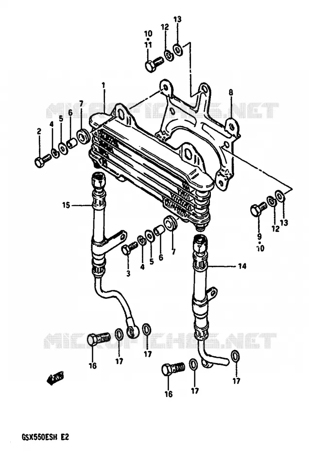 RADIATEUR D'HUILE Suzuki MOTO 550 GSX-E 1985  GSX550EFF(F/G/H)