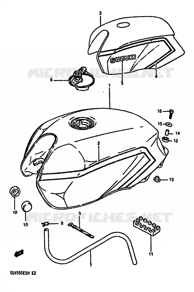 RESERVOIR D'ESSENCE (MODELE H) Suzuki MOTO 550 GSX-E 1985  GSX550ESF(F/G/H)