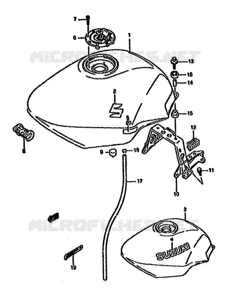 RESERVOIR D'ESSENCE (MODELE P/R/S) Suzuki MOTO 750 GSX-F 1990  GSX750FSKL(K-T)