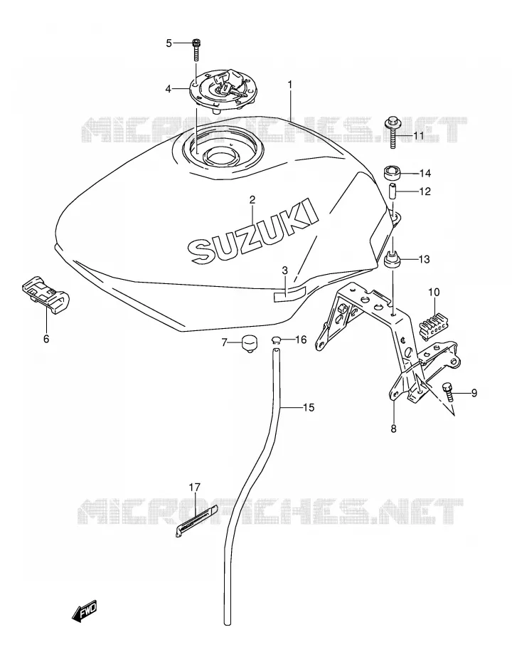 RESERVOIR D'ESSENCE (MODELE T) Suzuki MOTO 600 GSX-F 1995  GSX600FUS(E2)