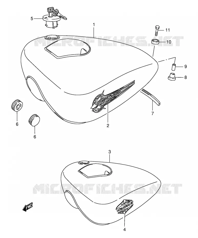 RESERVOIR D'ESSENCE (MODELE T) Suzuki MOTO 650 SAVAGE 1999  LS650PX(E2)