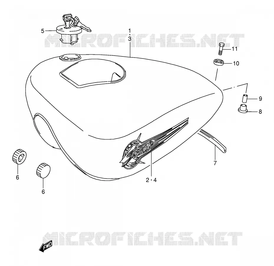 RESERVOIR D'ESSENCE (MODELE T/V/W/X) Suzuki MOTO 650 BOULEVARD 1997  LS650PV(E3/E28)