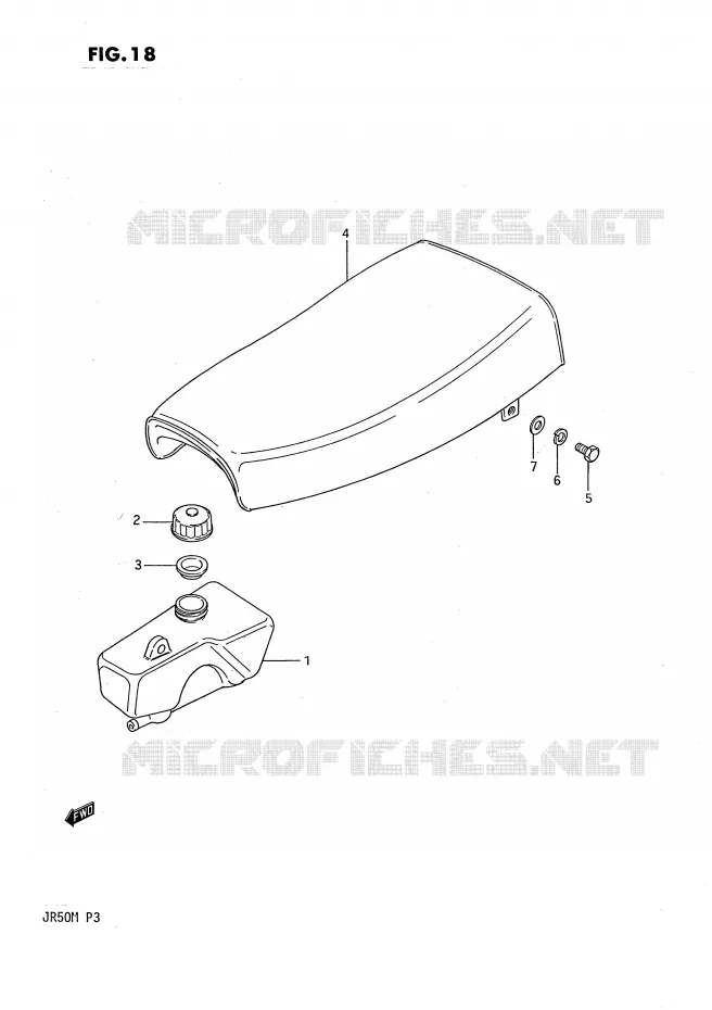 RESERVOIR D'HUILE - SELLE Suzuki MOTO 50 JR 1984  JR50E(P3)