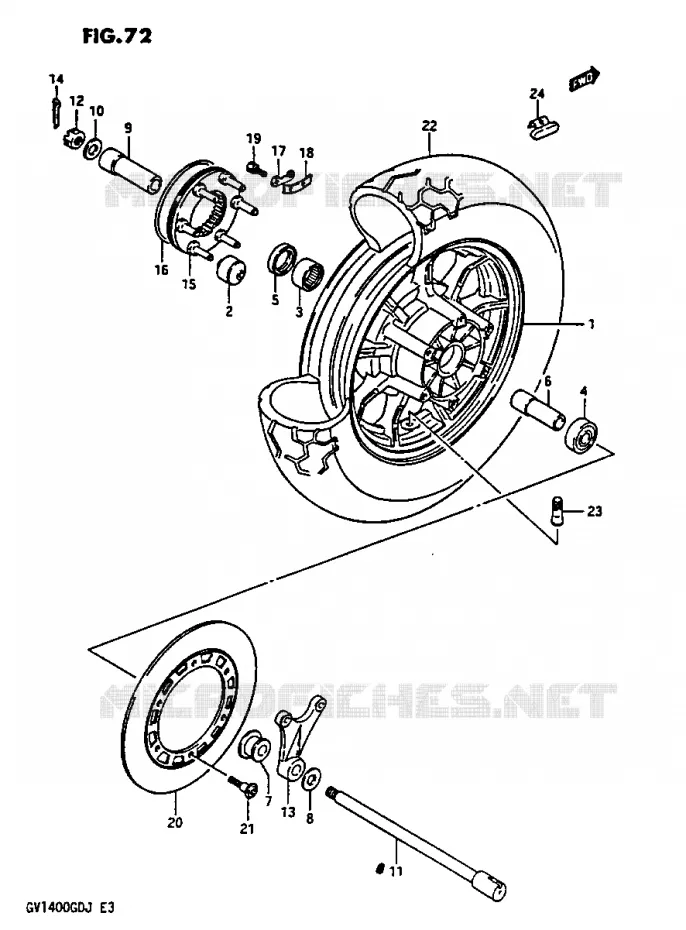 ROUE ARRIERE GV1400GDG/GTG -F.NO.103764 Suzuki MOTO 1400 CAVALCADE 1988  GV1400GDJ(G/H/J)