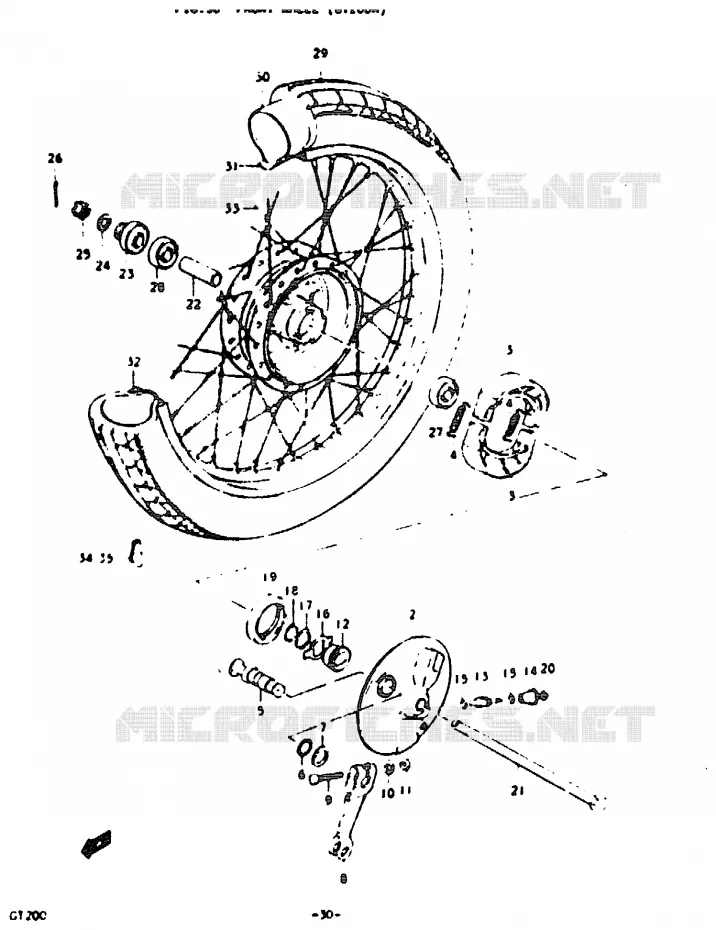 ROUE AVANT (GT200N) Suzuki MOTO 200 GT 1992  GT200EN(N)