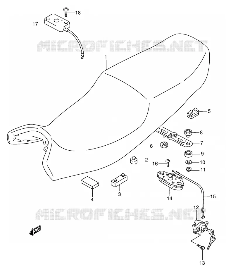 SELLE (MODELE K/L/M/N/P/R) Suzuki MOTO 750 GSX-F 1992  GSX750FN(E2)