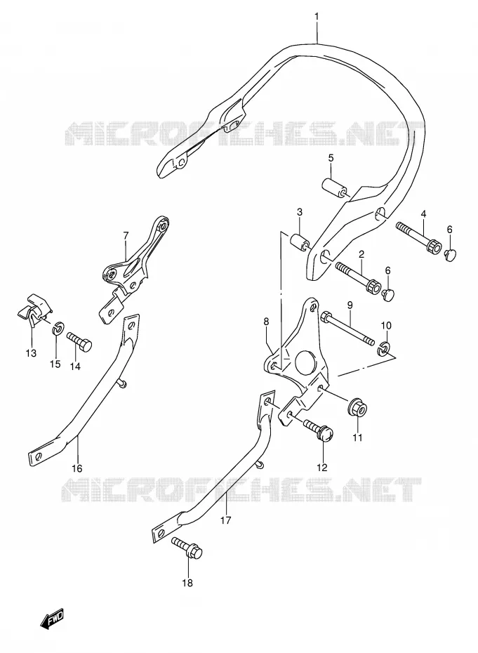 SUPPORT DOSSERET (MODELE J/K/L/M/N/P) Suzuki MOTO 600 GSX-F 1992  GSX600FUN(E2)