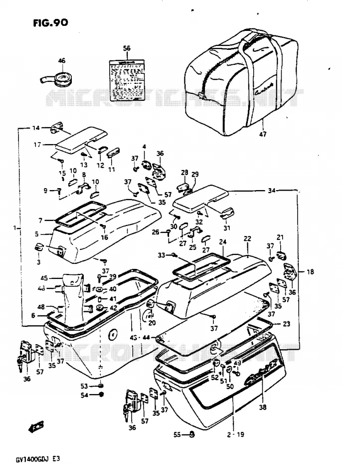 VALISE LATERALE - SUPPORT GV1400GDG/GTG Suzuki MOTO 1400 CAVALCADE 1986  GV1400GDG(G/H/J)