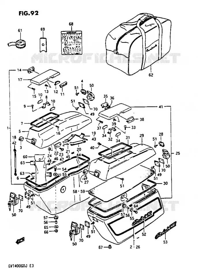VALISE LATERALE - SUPPORT MODELE H Suzuki MOTO 1400 CAVALCADE 1987  GV1400GCH(G/H/J)