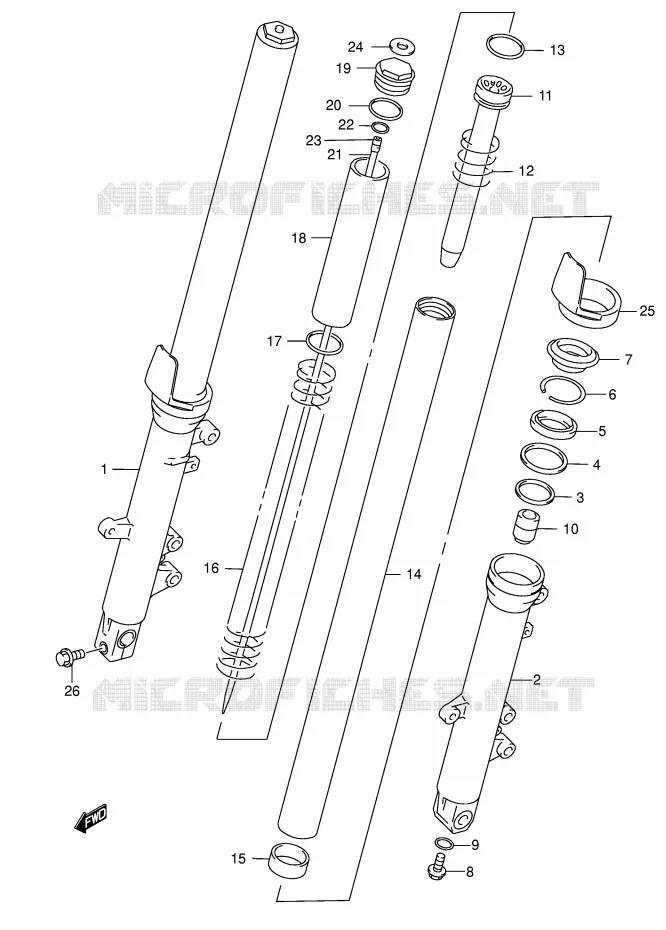 AMORTISSEUR AVANT (MODELE K3) Suzuki MOTO 600 GSX-F 2002  GSX600FUK2(E2)