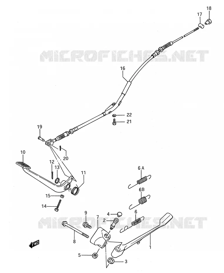 BEQUILLE LATERALE - PEDALE DE FREIN ARRIERE Suzuki MOTO 650 BOULEVARD 1986  LS650PG(E28)
