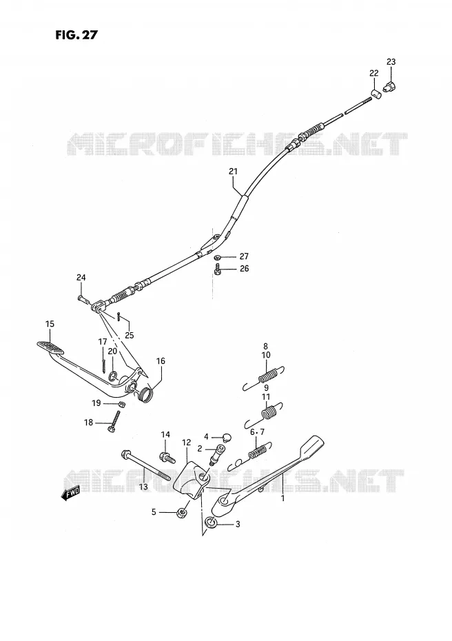 BEQUILLE LATERALE - PEDALE DE FREIN ARRIERE Suzuki MOTO 650 SAVAGE 1989  LS650FK(E2)