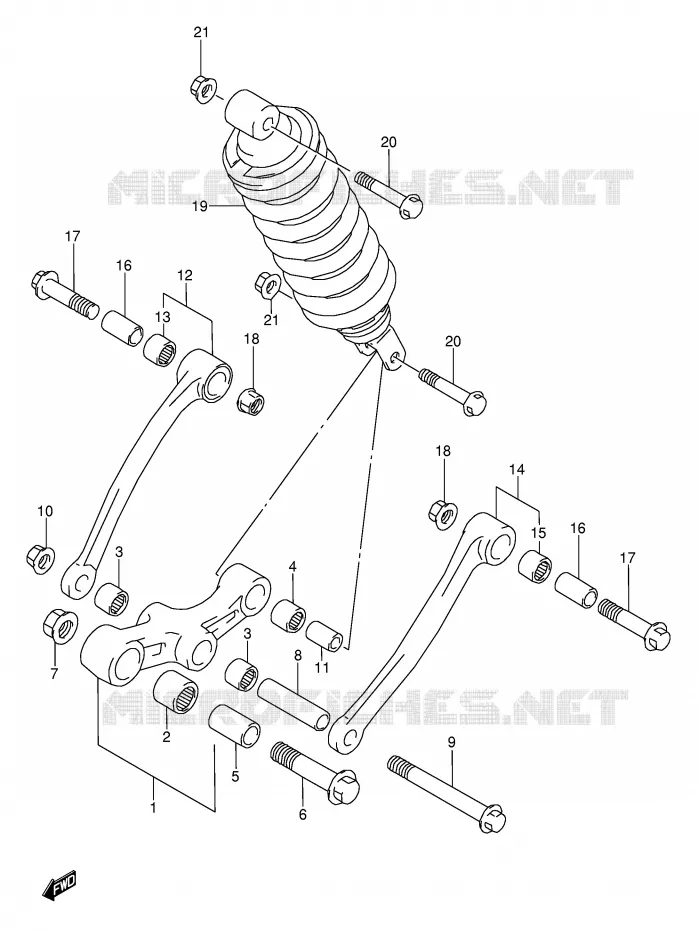 BIELLETTE DE SUSPENSION ARRIERE (MODELE J) Suzuki MOTO 600 GSX-F 1994  GSX600FR(E2)