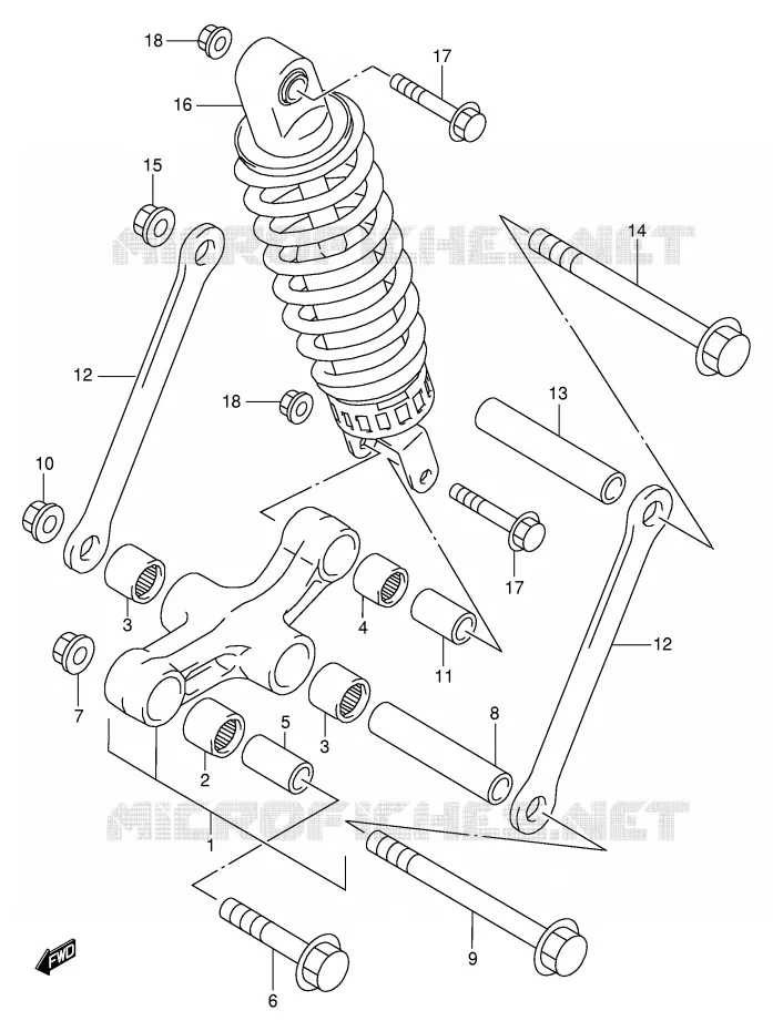 BIELLETTE DE SUSPENSION ARRIERE Suzuki MOTO 600 GSX-F 2001  GSX600FK1(E2)