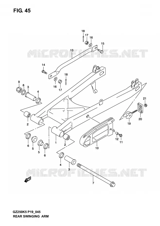 BRAS OSCILLANT ARRIERE Suzuki MOTO 250 MARAUDER 2004  GZ250K4(P19)