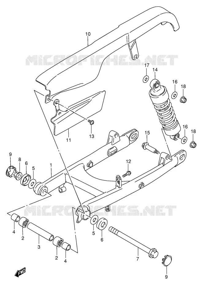 BRAS OSCILLANT ARRIERE Suzuki MOTO 650 SAVAGE 1997  LS650PV(E2)