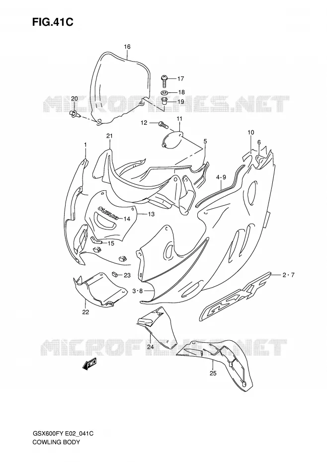 CARENAGES - ETIQUETTES (MODELE K1) Suzuki MOTO 600 GSX-F 2002  GSX600FK2(E2)