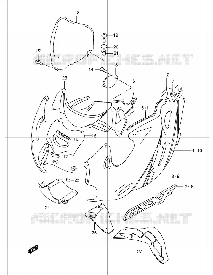 CARENAGES - ETIQUETTES (MODELE K2) Suzuki MOTO 600 GSX-F 2001  GSX600FK1(E2)