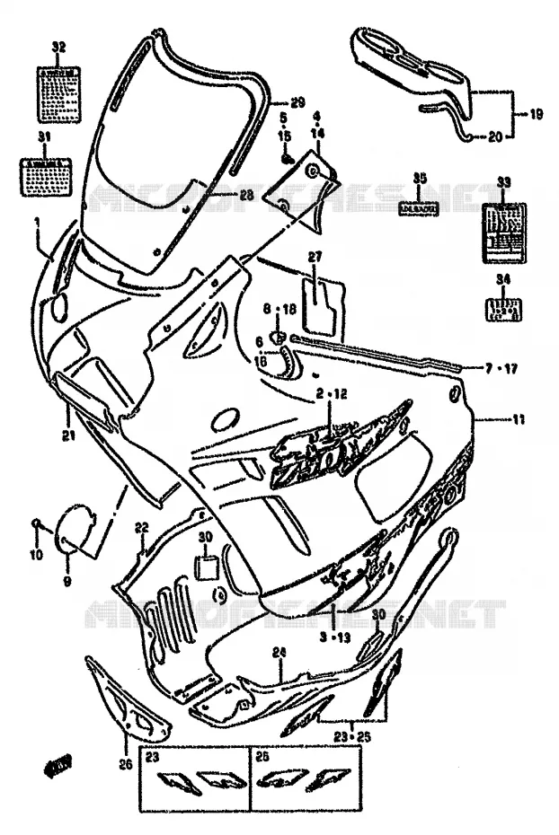 CARENAGES - ETIQUETTES (MODELE S) Suzuki MOTO 750 GSX-F 1995  GSX750FS(K-T)