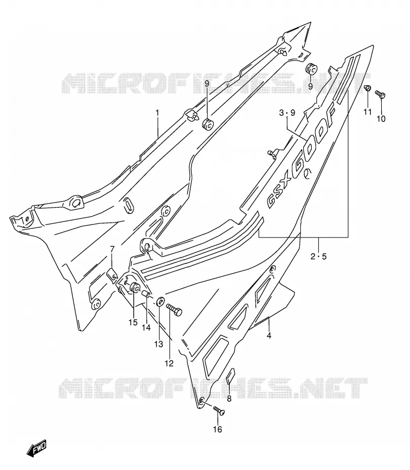 CARENAGES ARRIERE  (MODELE J) Suzuki MOTO 600 GSX-F 1990  GSX600FUL(E2)