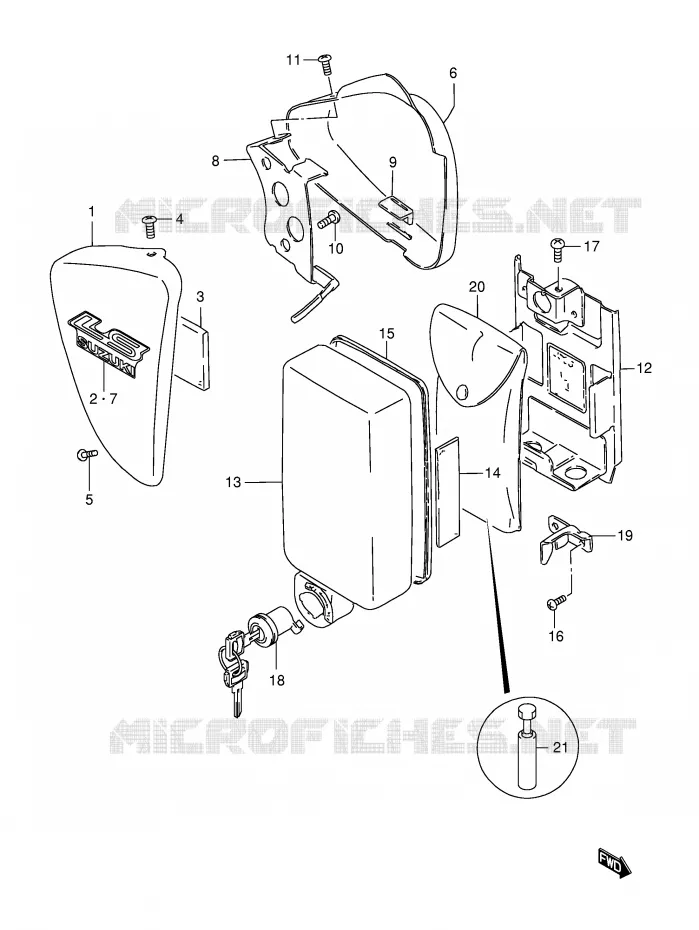 CARENAGES ARRIERE  (MODELE K2/K3) Suzuki MOTO 650 SAVAGE 1997  LS650PV(E2)