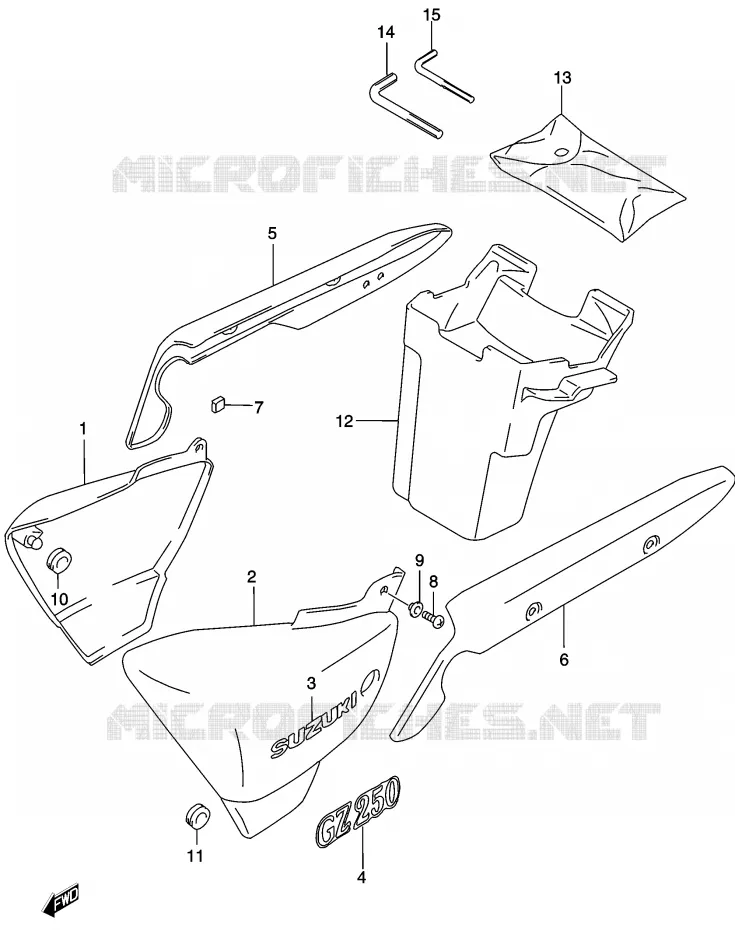 CARENAGES ARRIERE  (MODELE K2) Suzuki MOTO 250 MARAUDER 2002  GZ250K2(K3)