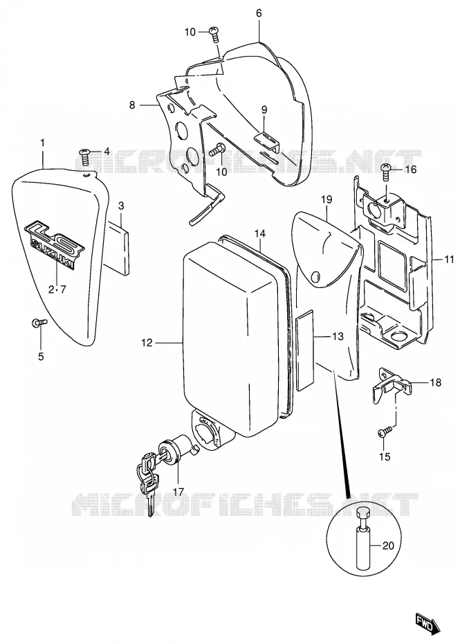 CARENAGES ARRIERE  (MODELE K4) Suzuki MOTO 650 BOULEVARD 1999  LS650PX(E3/E28)