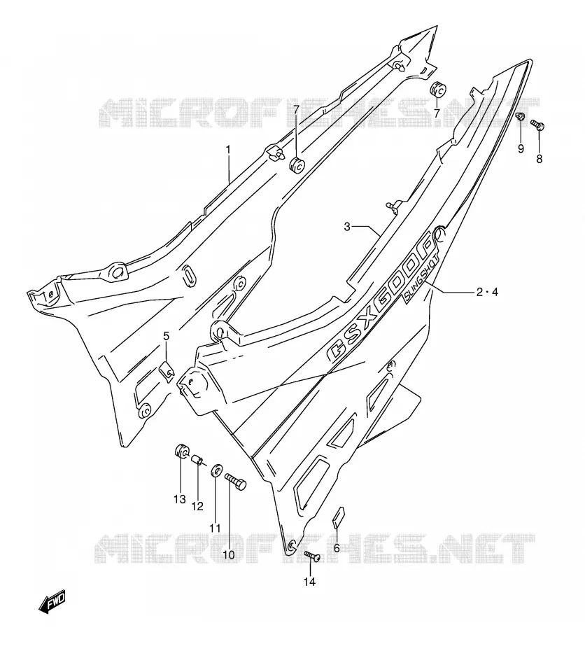 CARENAGES ARRIERE  (MODELE L) Suzuki MOTO 600 GSX-F 1990  GSX600FL(E2)