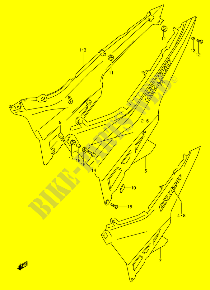 CARENAGES ARRIERE  (MODELE M) pour Suzuki GSX-F 600 1991