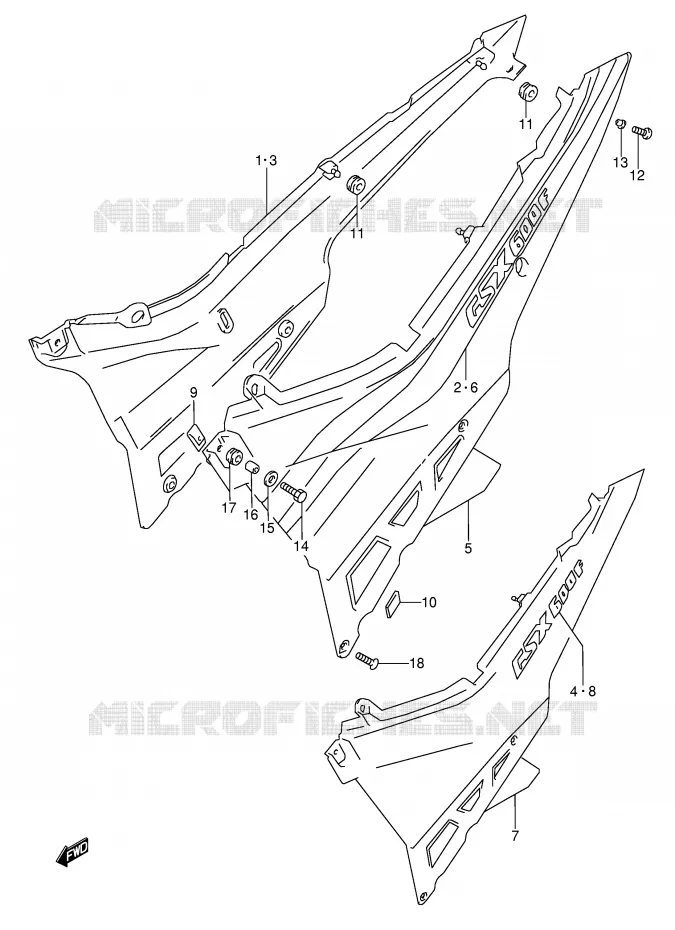 CARENAGES ARRIERE  (MODELE M) Suzuki MOTO 600 GSX-F 1992  GSX600FUN(E2)
